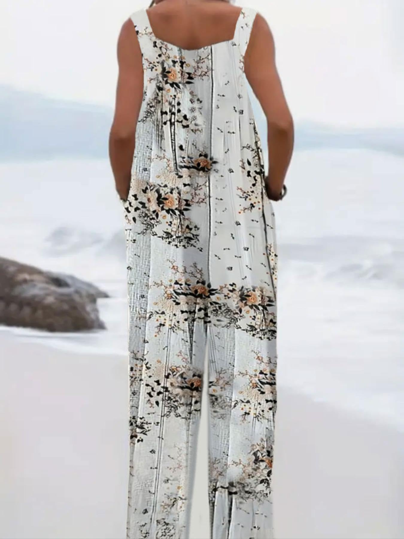 Plus Size Women's Fashionable Floral Print Loose Elegant Jumpsuit Jumpsuit Ladie