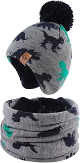 Xiaohawang Baby Winter Knitted Beanie Hat with Fleece Lining and Pompom