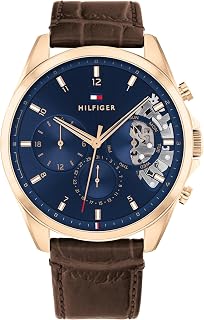 Tommy Hilfiger Analogue Multifunction Quartz Watch for Men with Stainless Steel mesh and Link Bracelet and Leather Strap