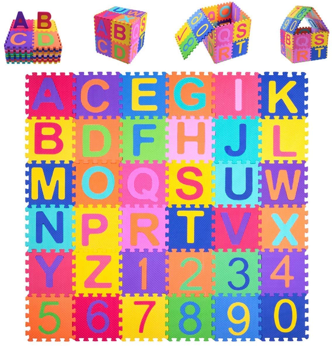 Kangler Kids Foam Puzzle Play Mat 5.9inch x 5.9inch (36-Piece Set) Interlocking 