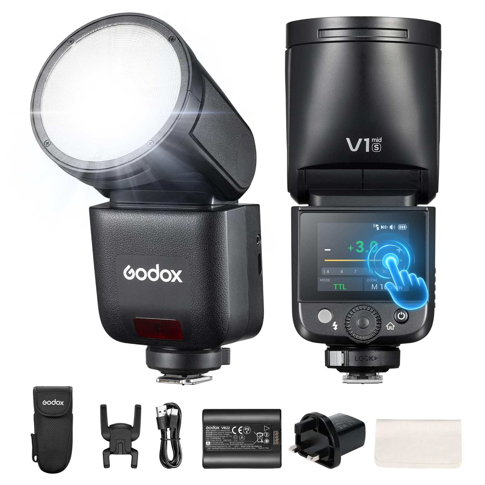 Godox V1 Mid S 55Ws Round Head Camera Flash Speedlite for Sony