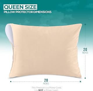 Set of 2 Pillow Protectors with Zipper Queen Size, Pillow Covers