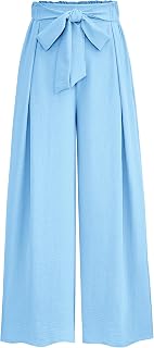 PRETTYGARDEN Women Work Trousers Wide Leg Casual High Waist Palazzo Pants Loose Summer Clothes