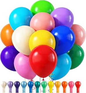 RUBFAC Rainbow Balloons 120pcs Party Balloons for Birthday Decorations | Thick Latex Rainbow Balloons Bulk for Back to School Birthday Party Decorations Baby Shower, Assorted Colors 120pcs 12 Inch