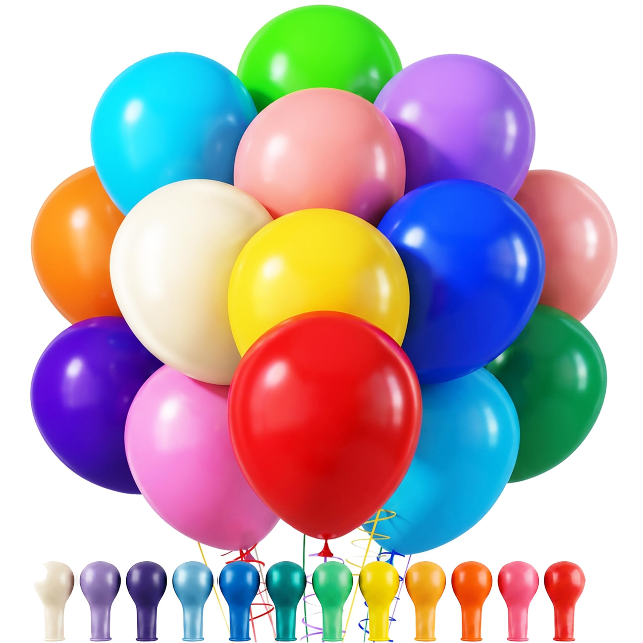 RUBFAC Rainbow Balloons 120pcs Party Balloons for Birthday Decorations | Thick L