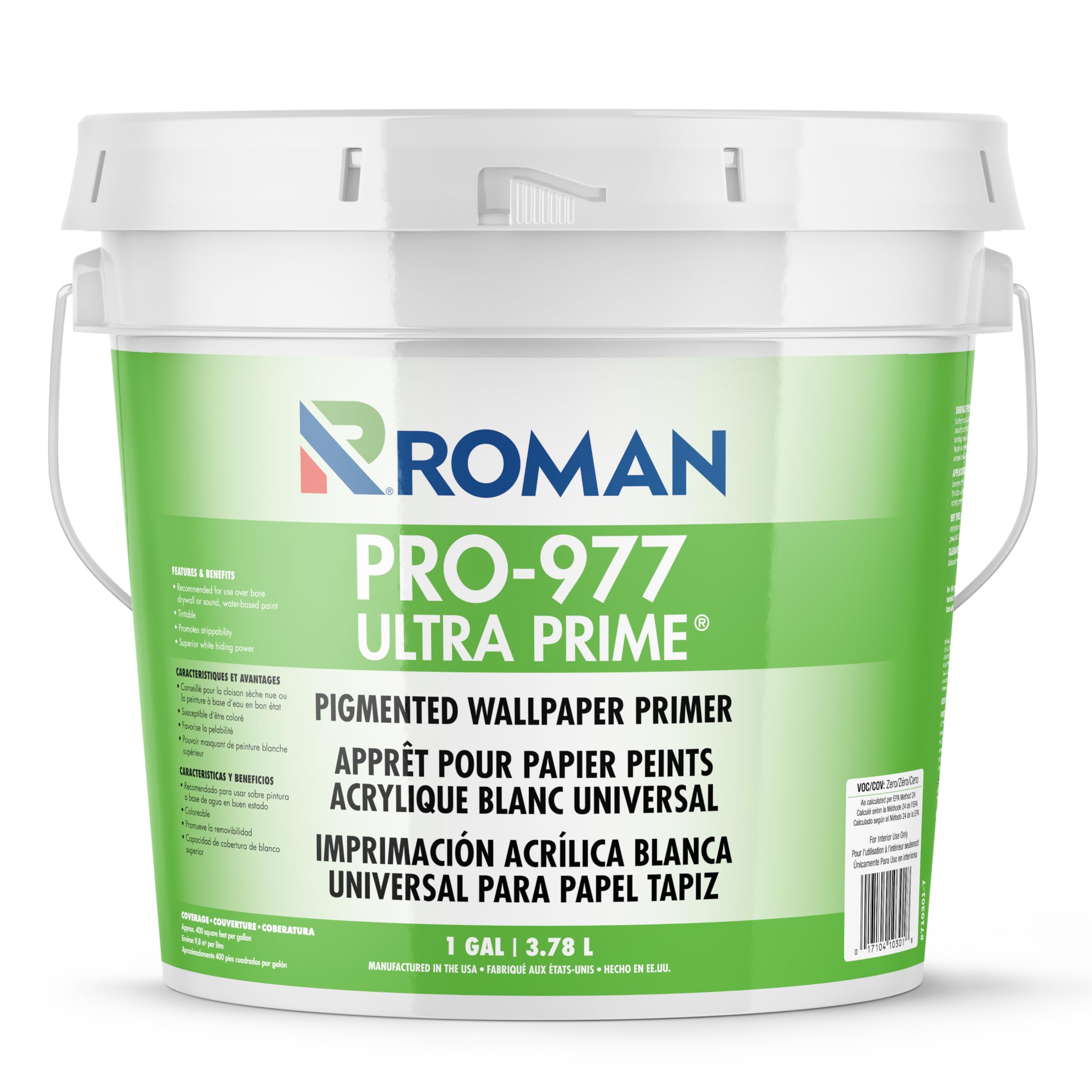 ROMAN PRO-977 Ultra Prime Wallpaper Primer - Water-Based, White, 1-Gallon | For 