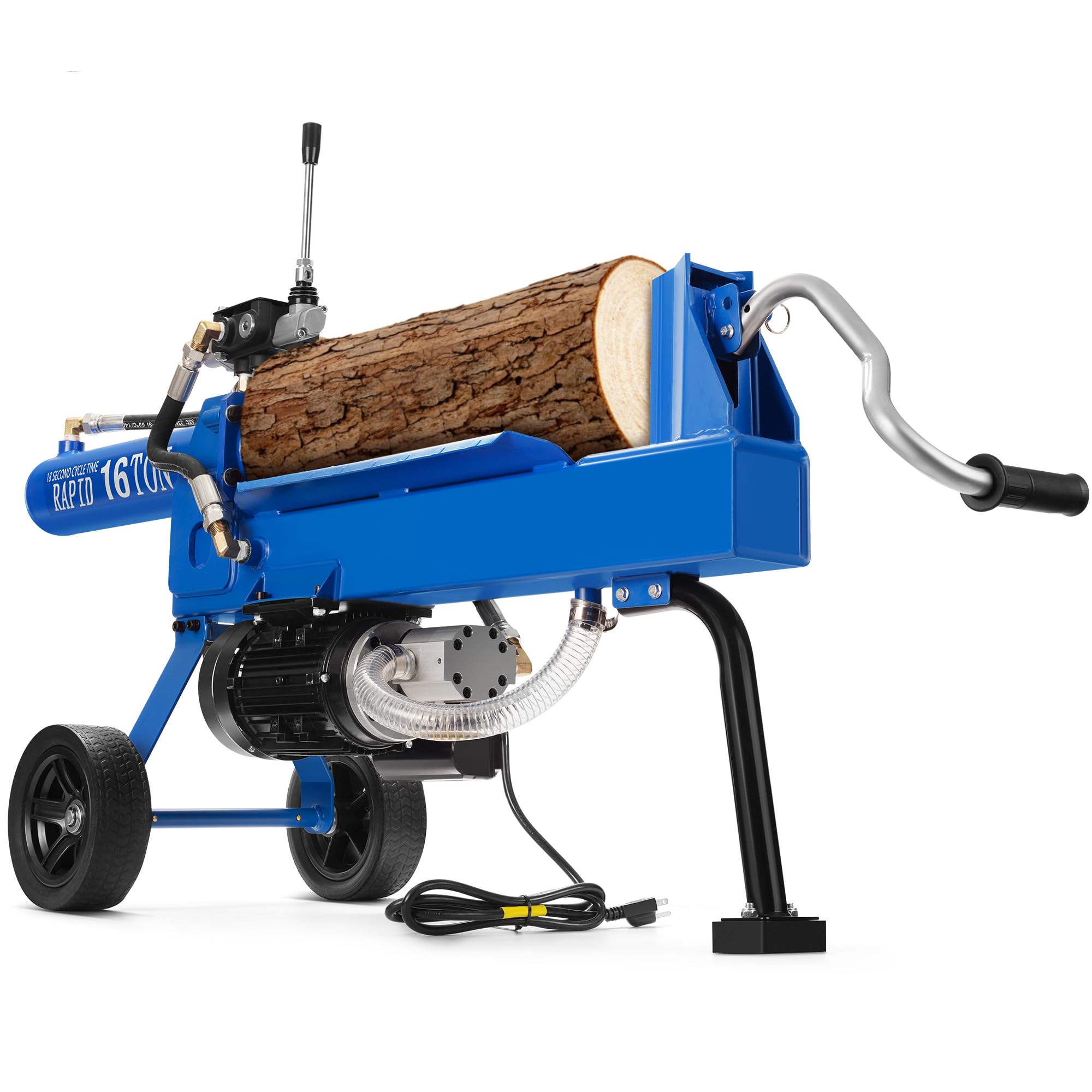 Ezasin Electric Log Splitter 16 Ton, Hydraulic Wood Splitter 17.4Amp for Firewoo