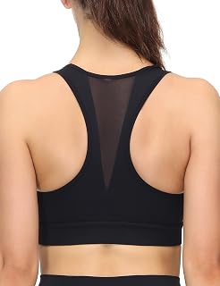 MotoRun Women's Strappy Padded Sports Bra Cross Back Medium Support Workout Running Yoga Bra