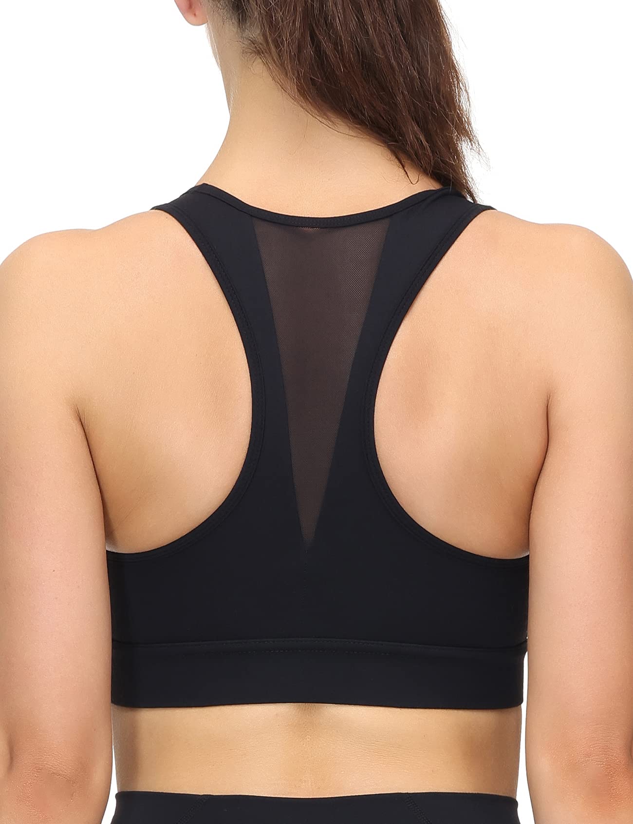 MotoRun Women's Strappy Padded Sports Bra Cross Back Medium Support Workout Runn