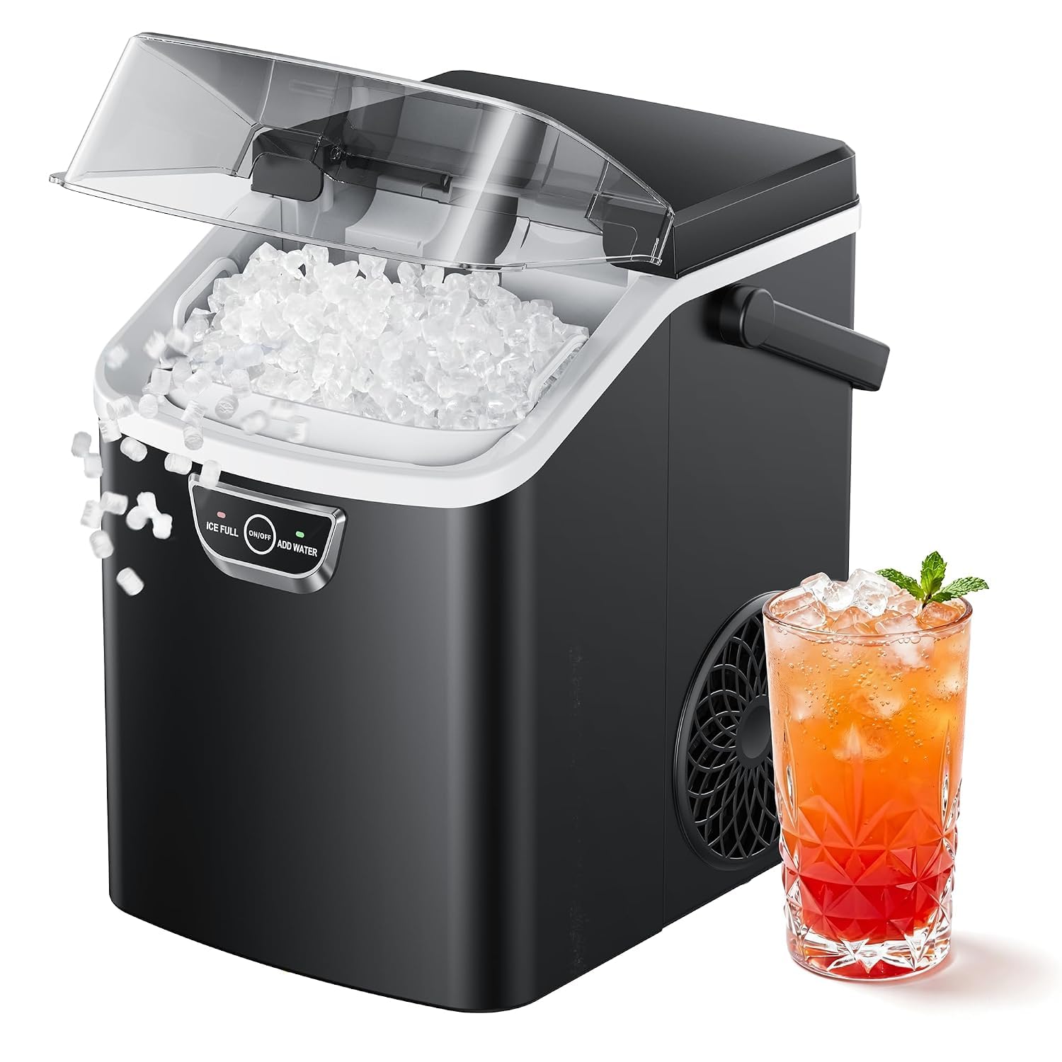 EUHOMY Nugget Ice Maker Countertop with Handle, Max 40lbs Daily Sonic Ice | Ice 