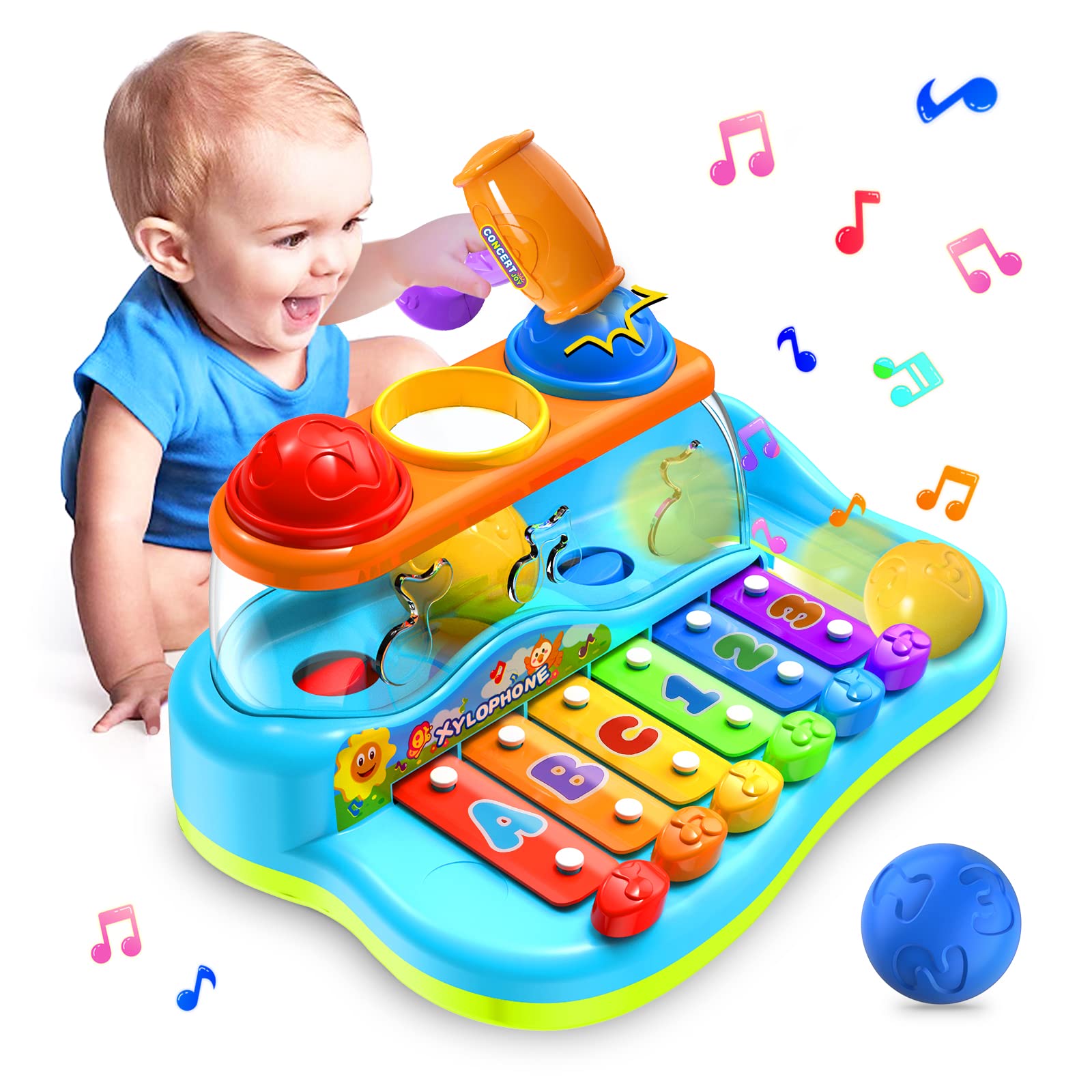 Yerloa Baby Xylophone Toys for 1 Year Old Girls Boys Gifts,Balls Pound & Hammeri