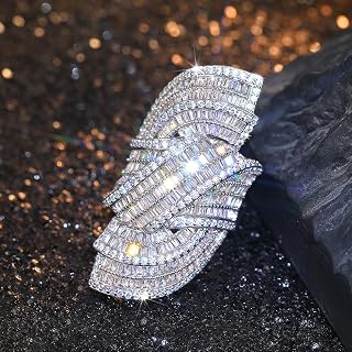 Asymmetrical Oversized Ring, Shiny CZ Women Personality Statement Jewelry Party
