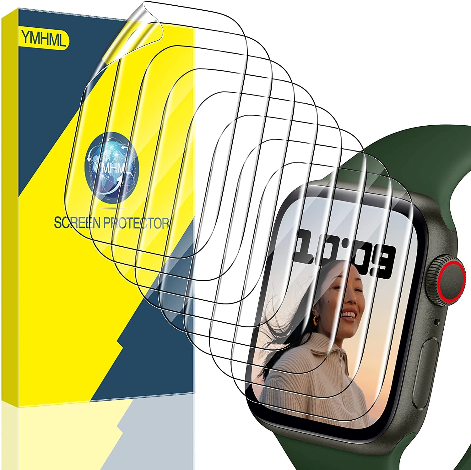 YMHML 8 Pack Screen Protector Compatible for Apple Watch 40mm SE 3 / SE 2/1 Seri