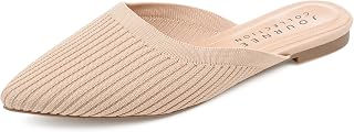 Journee Flat Knit Mules for Women - Closed Pointed Toe Slip-On Shoe - Comfortable Aniee Slide