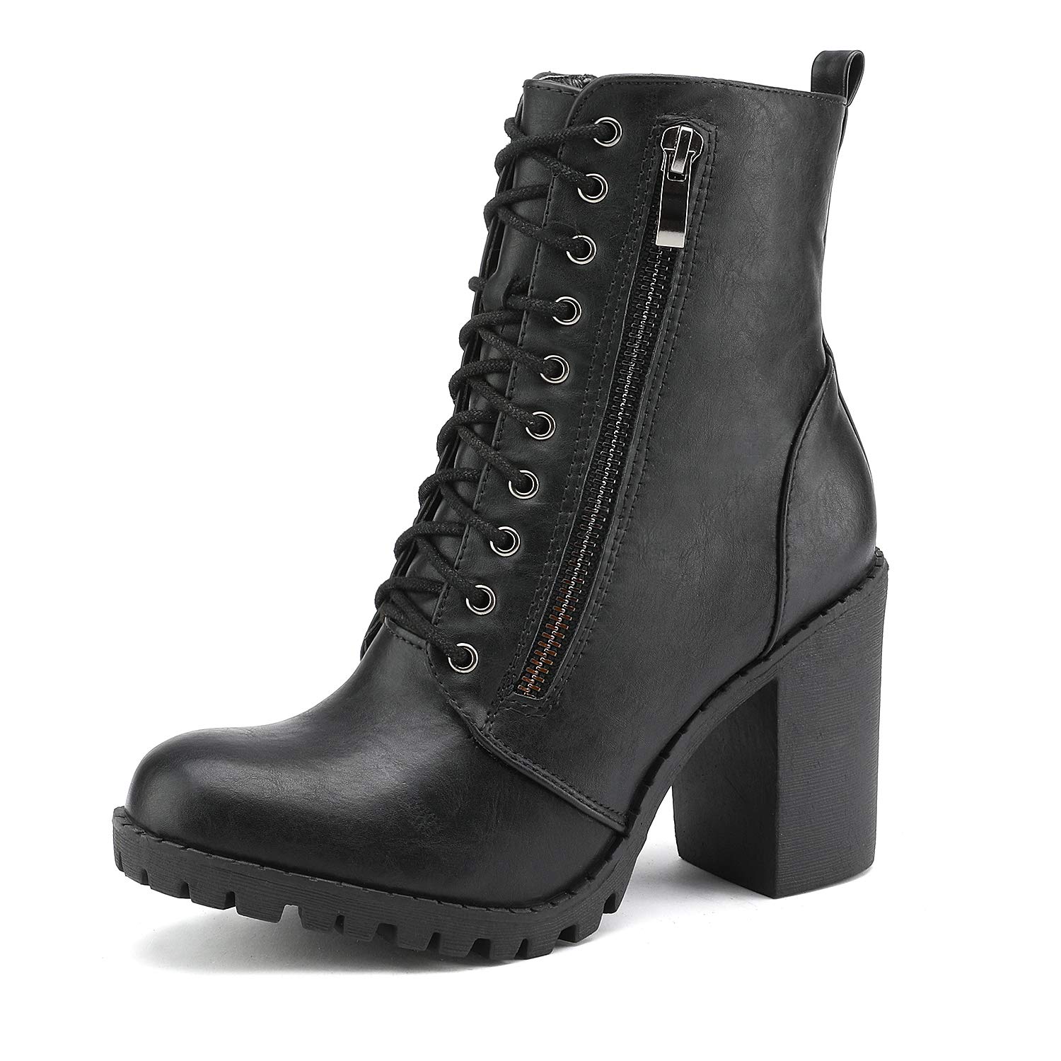 DREAM PAIRS Women's Fashion Lace Up Chunky Heel Combat Ankle Booties