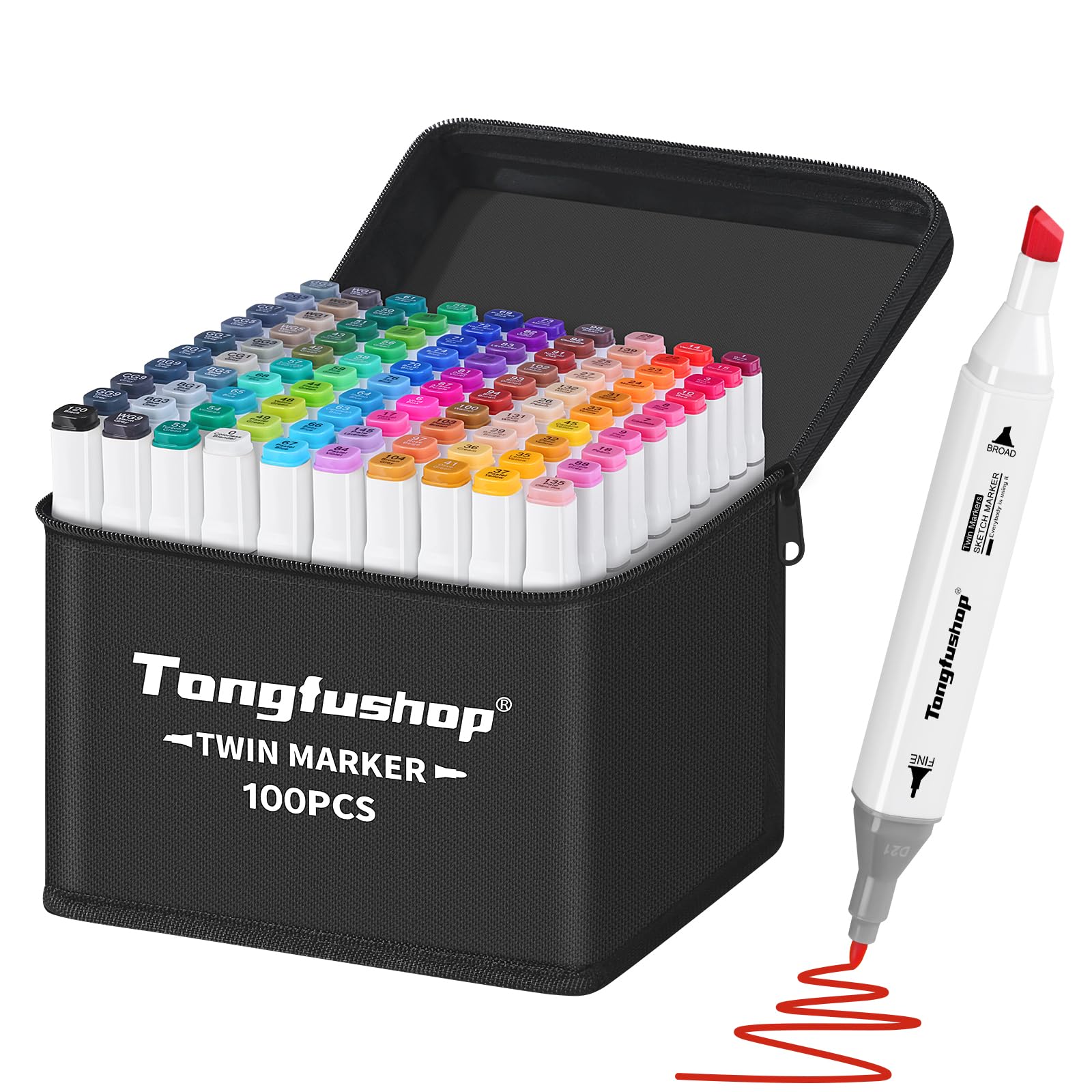 Tongfushop 100 Colors Alcohol Markers, Double Tip Blender Art Drawing Markers Se