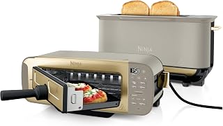 Ninja Foodi 3-in-1 Toaster, Grill and Panini Press, Stone Gold ST202UKSTGD | Flip Design, 7 Cooking Functions, 7 Toast Shades. Includes Panini Press, Bake Tray and Crumb Tray.