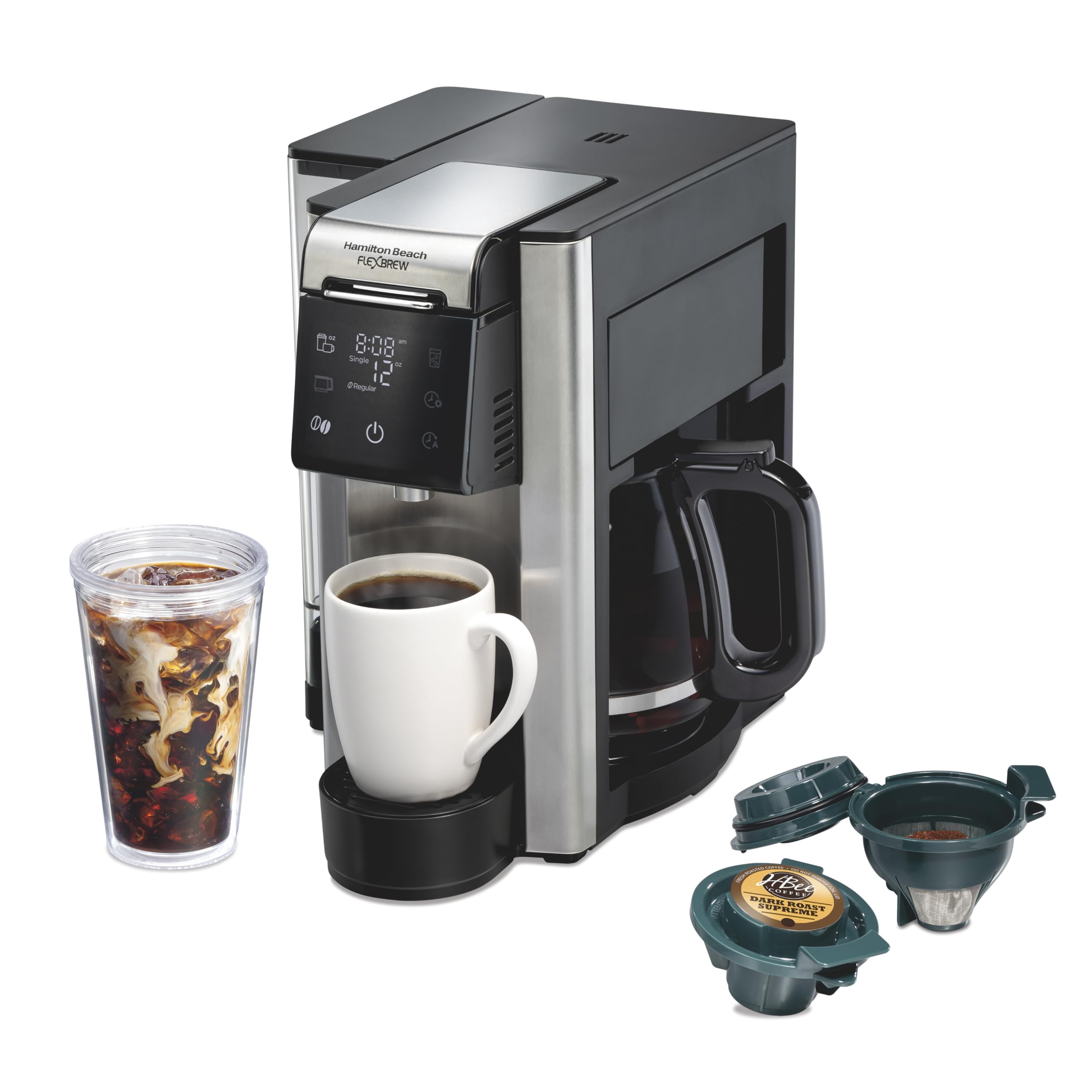 Hamilton Beach FlexBrew Advanced 5-in-1 Coffee Maker, Removable Dual-Position 60