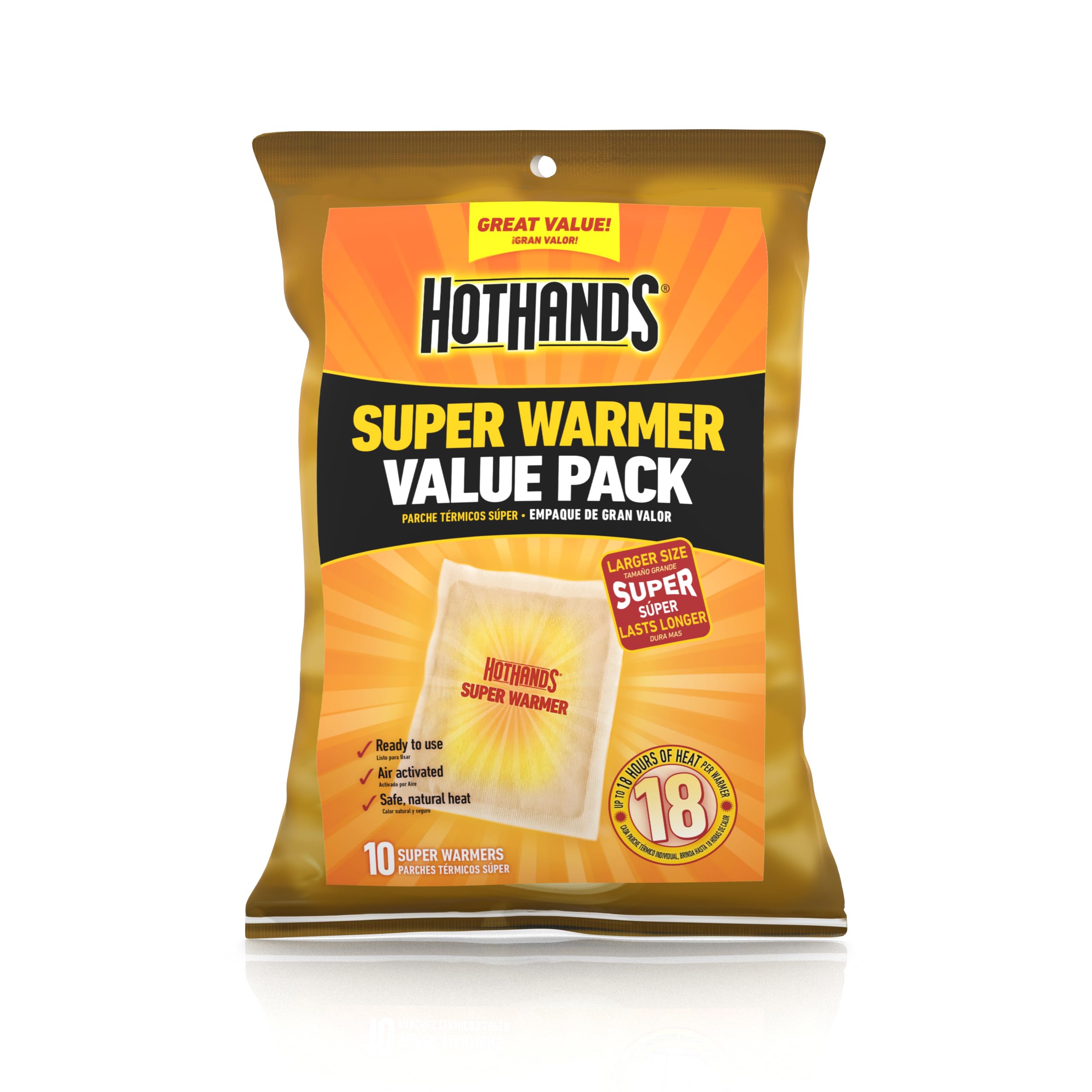 HotHands Super Warmers Value Pack, 10 Warmers - America's Favorite Warmer | Enou