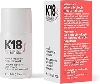 K18 Leave-In Molecular Repair Hair Mask | Peptide Hair Treatment Mask Repairs Bleach, Color, Chemical Services, Heat Damage In 4 Minutes