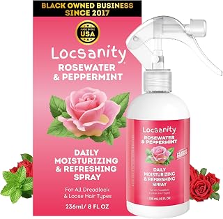 Loc Spray - Locsanity Daily Moisturizing Rosewater &amp; Peppermint Spray for Locs, Dreadlocks - Lightweight Frizz Control Hair &amp; Scalp Moisturizer - Natural Loc Care (8 fl oz)