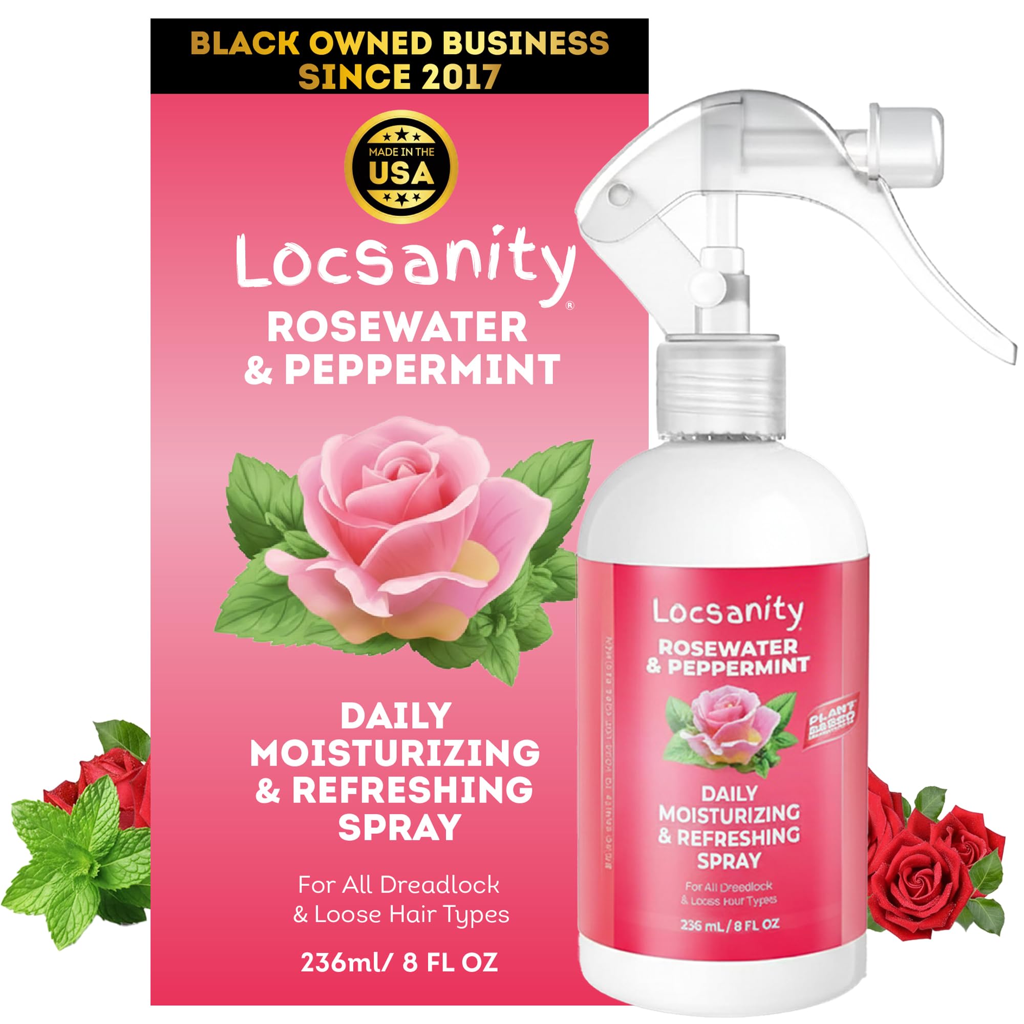 Loc Spray - Locsanity Daily Moisturizing Rosewater &amp; Peppermint Spray for Lo