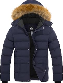 Wantdo Men's Winter Puffer Coat Casual Fur Hooded Warm Outwear Jacket