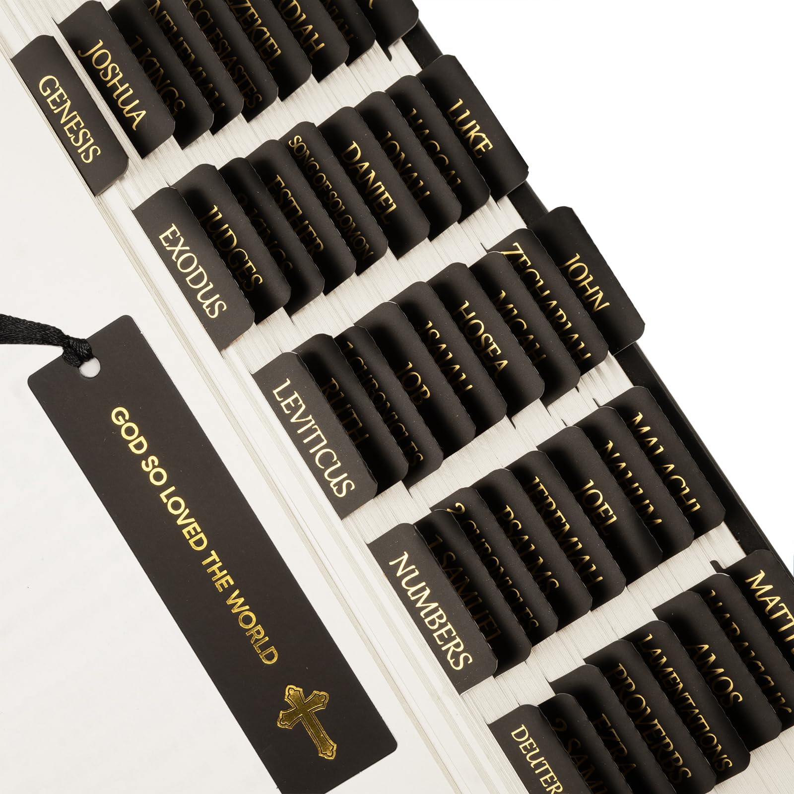 Lumintutu Laminated Bible Tabs, Gold Foil Large Print Lettering, 75 Tabs Bible S