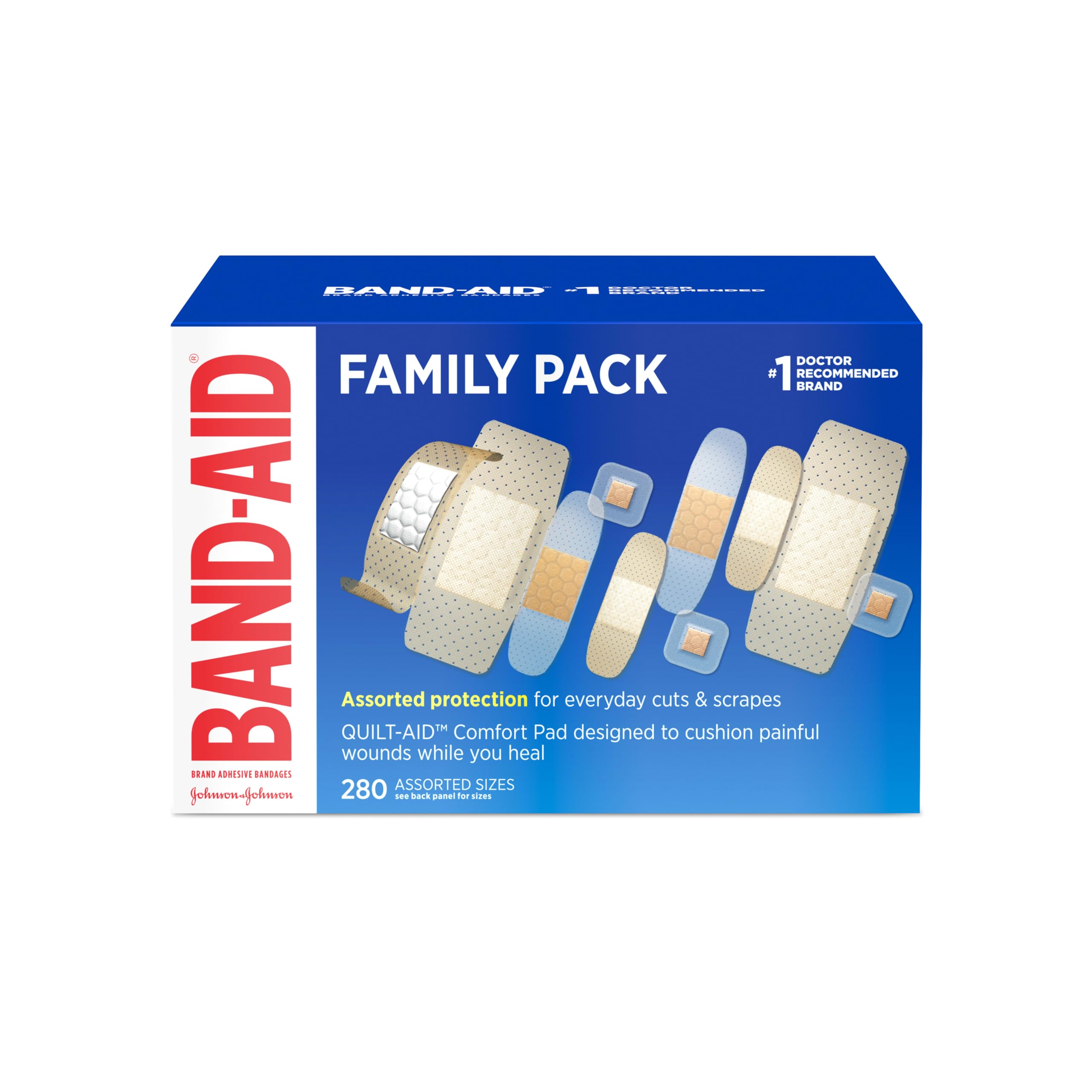 BAND-AID Brand Adhesive Bandages Family Pack, Assorted Sizes, 280 Count | Variet
