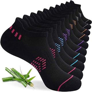 Bamboo Trainer Running Socks Womens 3-5 6-8, Cushioned Ankle Socks