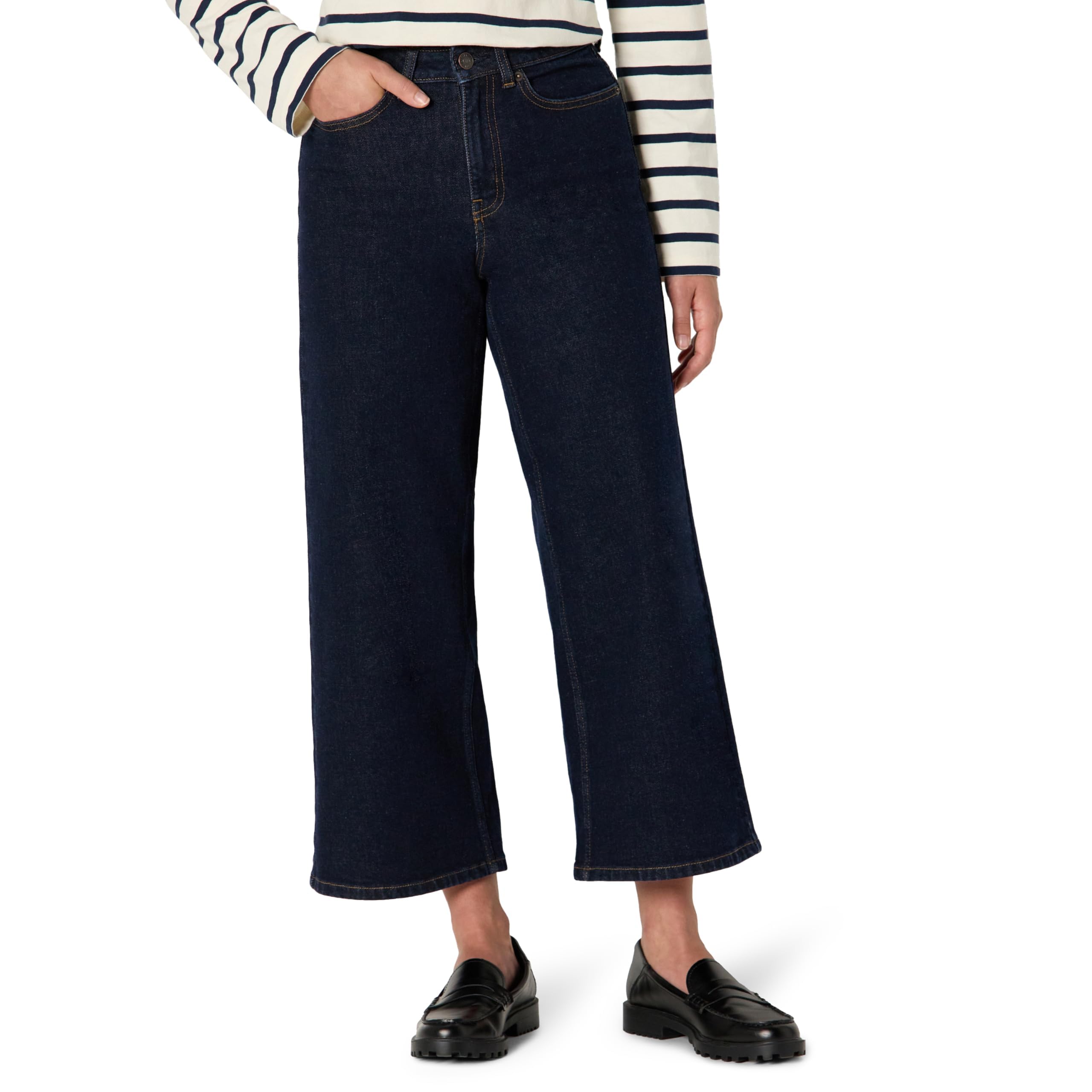 Amazon Essentials Women's Wide Leg High Waisted Ankle Jeans