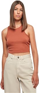 Urban Classics Ladies Cropped Rib Top Women's Top Brown 97% Cotton, 3% Spandex Regular