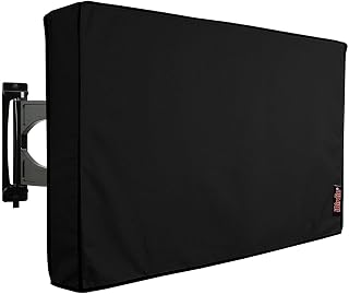 iBirdie Outdoor TV Cover 52 to 55 inch Weatherproof and Waterproof | Black, 52"L x 31"H Cover Size, 600D Thick Fabric, Outside Flat Screen Protector with Bottom