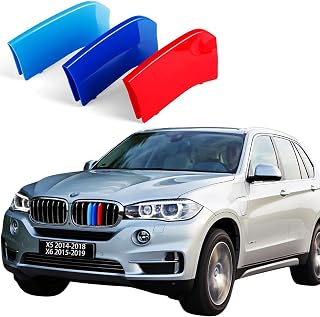 Grille Inserts compatible with BMW X5 F15 2014-2018 and X6 F16 2015-2019 | Tricolor ABS 7-Beam Grill Exterior Trim Accessories,Buckle Clip Design for oem Exact fit