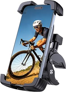 BOWXUR Bike Phone Holder Mount, Motorcycle Phone Mount, 360° Adjustable Phone Holde Mount for Bike and Motorcycle, Shockproof &amp; Anti-Shake Design, Fits 4.7–7” Smartphones (Black)