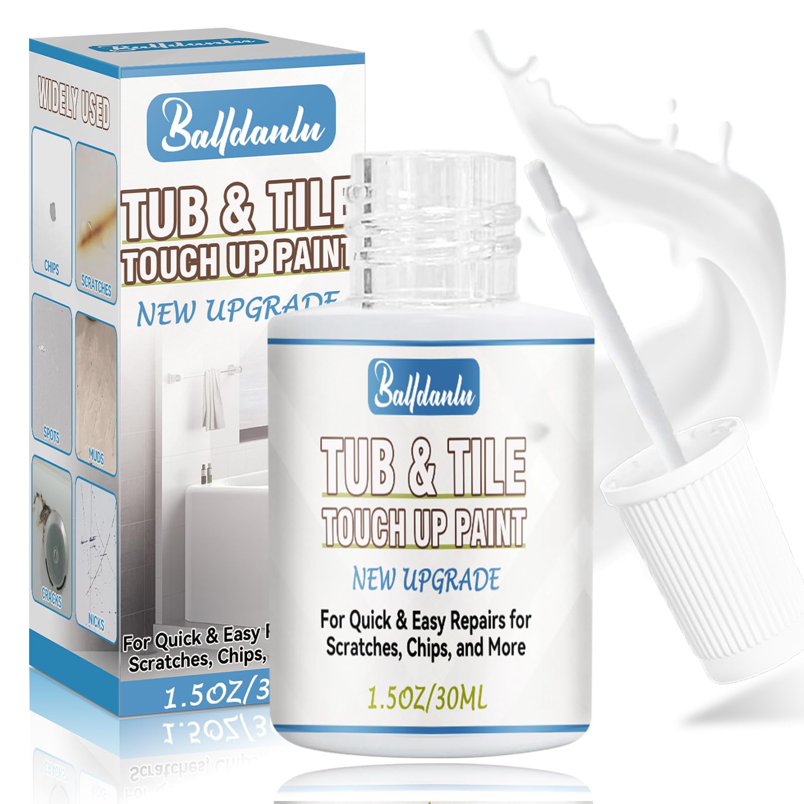 Tub and Tile Paint, High-Gloss White Touch Up Paint Pen for Bathtub, Quick-Dry P