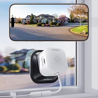 Outinput 3MP 2K Window Camera, 2.4G&5GHz Surveillance Camera with Adjustable Angle Support, Color Night Vision with AI, Detection and Movement, Anti-Glare