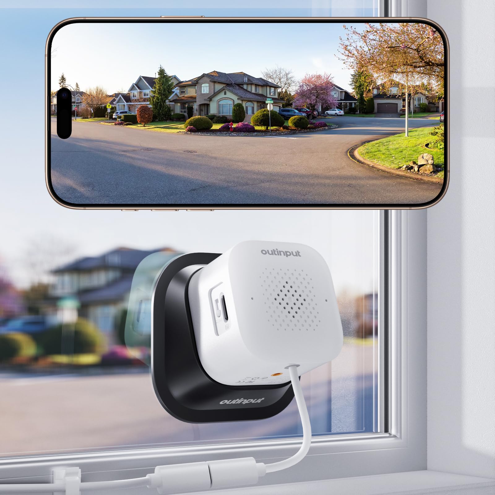 Outinput 3MP 2K Window Camera, 2.4G&5GHz Surveillance Camera with Adjustable Ang