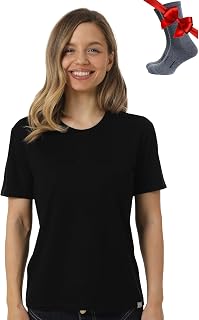 Merino.tech 100% Merino Wool Shirt Women Short Sleeve - Anti-Odour & Socks