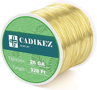 328FT 28 Gauge Craft Wire Jewelry Wire Gold Metal Wire for Jewelry Making | Gold Plated Brass Bendable Thin Wire Bulk for Necklace Bracelet Crafts