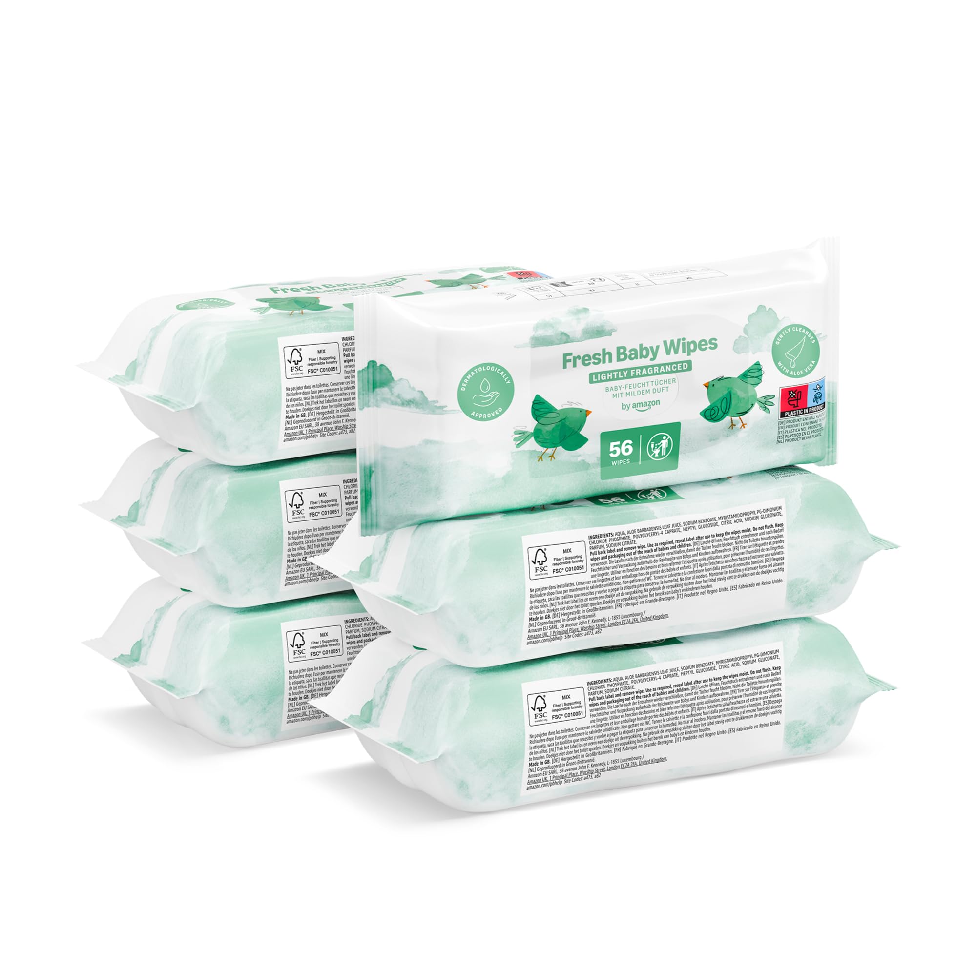 by Amazon Fresh Baby Wipes, 1008 Wipes, 18 Pack of 56