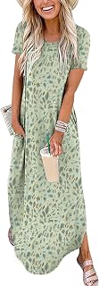 ANRABESS Womens Summer Maxi Dress Short Sleeve Casual Sundress with Pockets