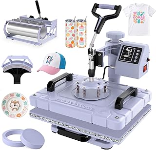 Slendor 12x15 Inch 5 in 1 Swing Away Heat Press Machine for T Shirts | For DIY Creators & Small Businesses, Create Custom T-Shirts, 30oz Tumblers, Hats, Plates & Gifts with Even Heat & Pressure