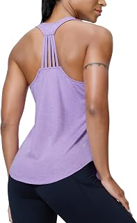 MIER Workout Tank Tops for Women Sleeveless Yoga Athletic Running Dry Fit Back Racerback Soft Top Gym Crew Neck