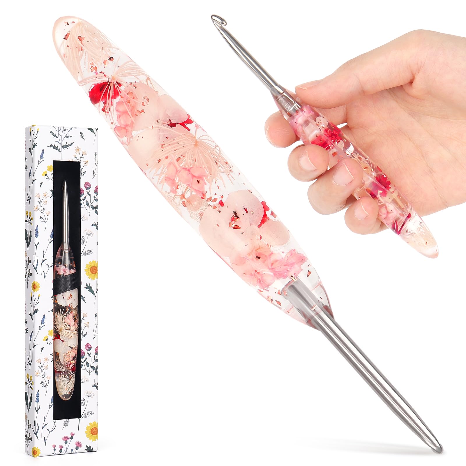 Katech 5mm Ergonomic Crochet Hook for Arthritic Hands, Stainless Steel Hook