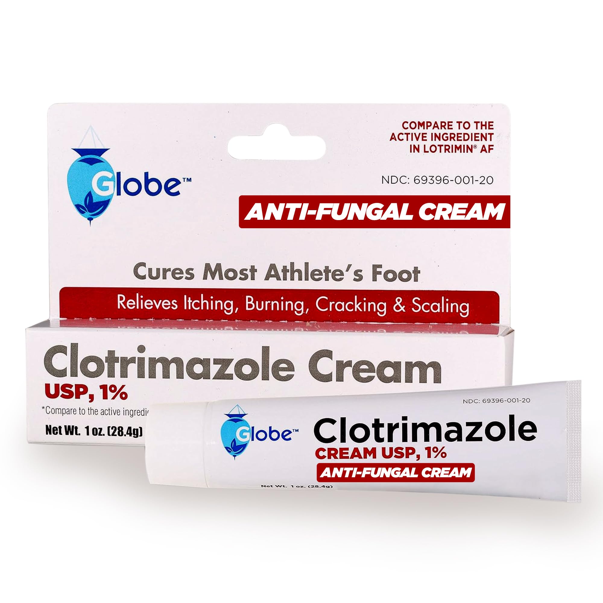 Globe Clotrimazole Cream 1% Antifungal Itch Relief Treatment, 1 oz Tube | Athlet