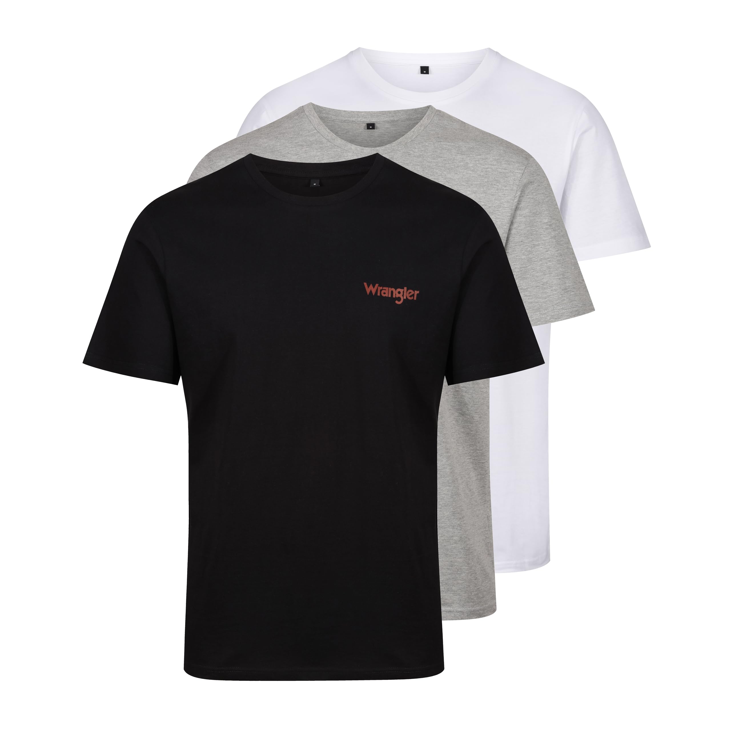 WRANGLER Mens Marston T-Shirt, Black/Grey Marl/White, XL UK