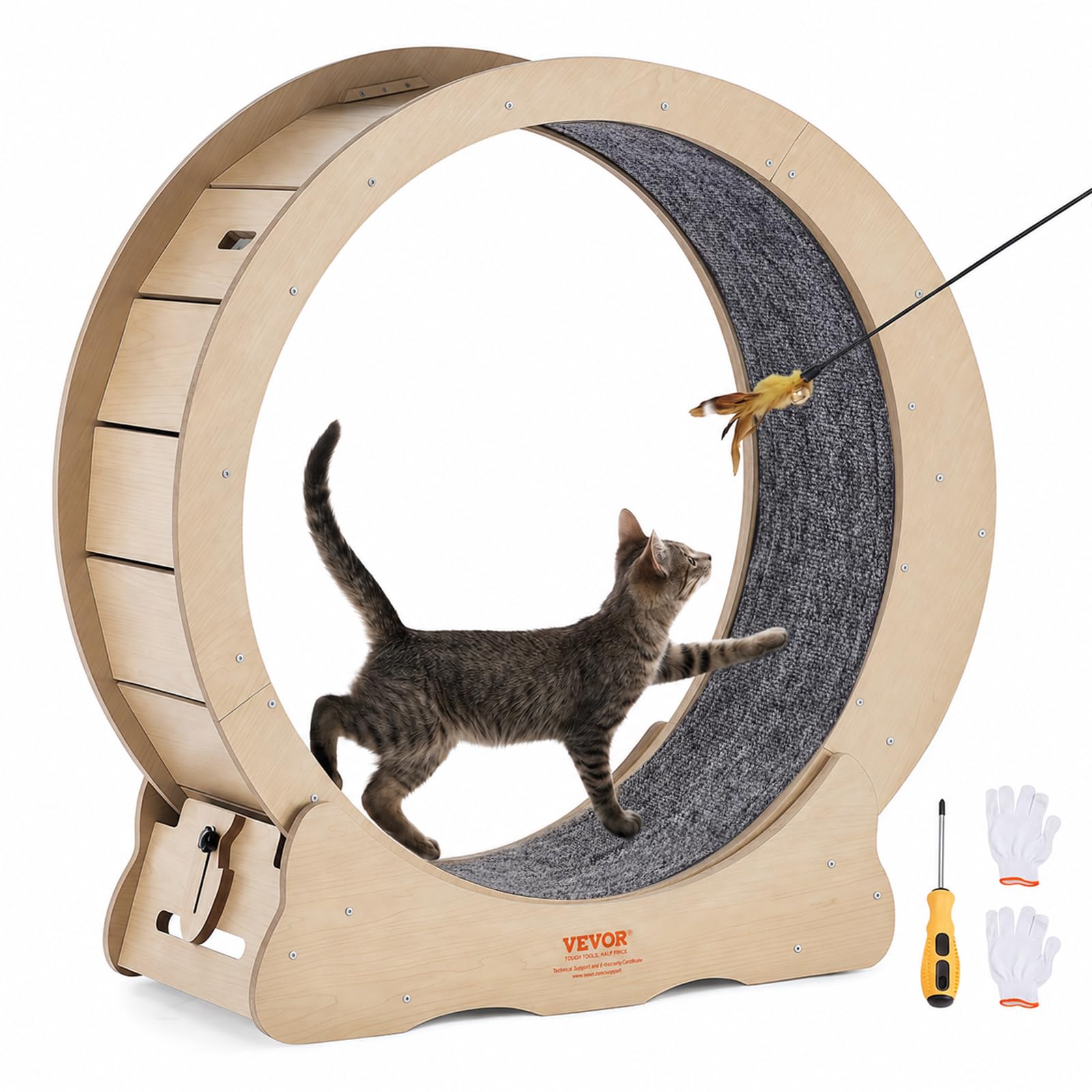 VEVOR Cat Exercise Wheel 29.5" Large Cat Running Wheel for Indoor Yellow | Cat T