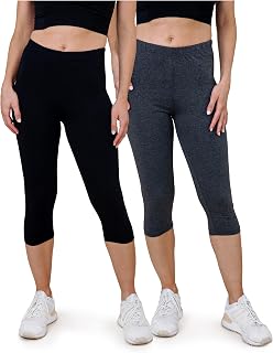 SES Women's 3/4 Length Capri Leggings, Pack of 2