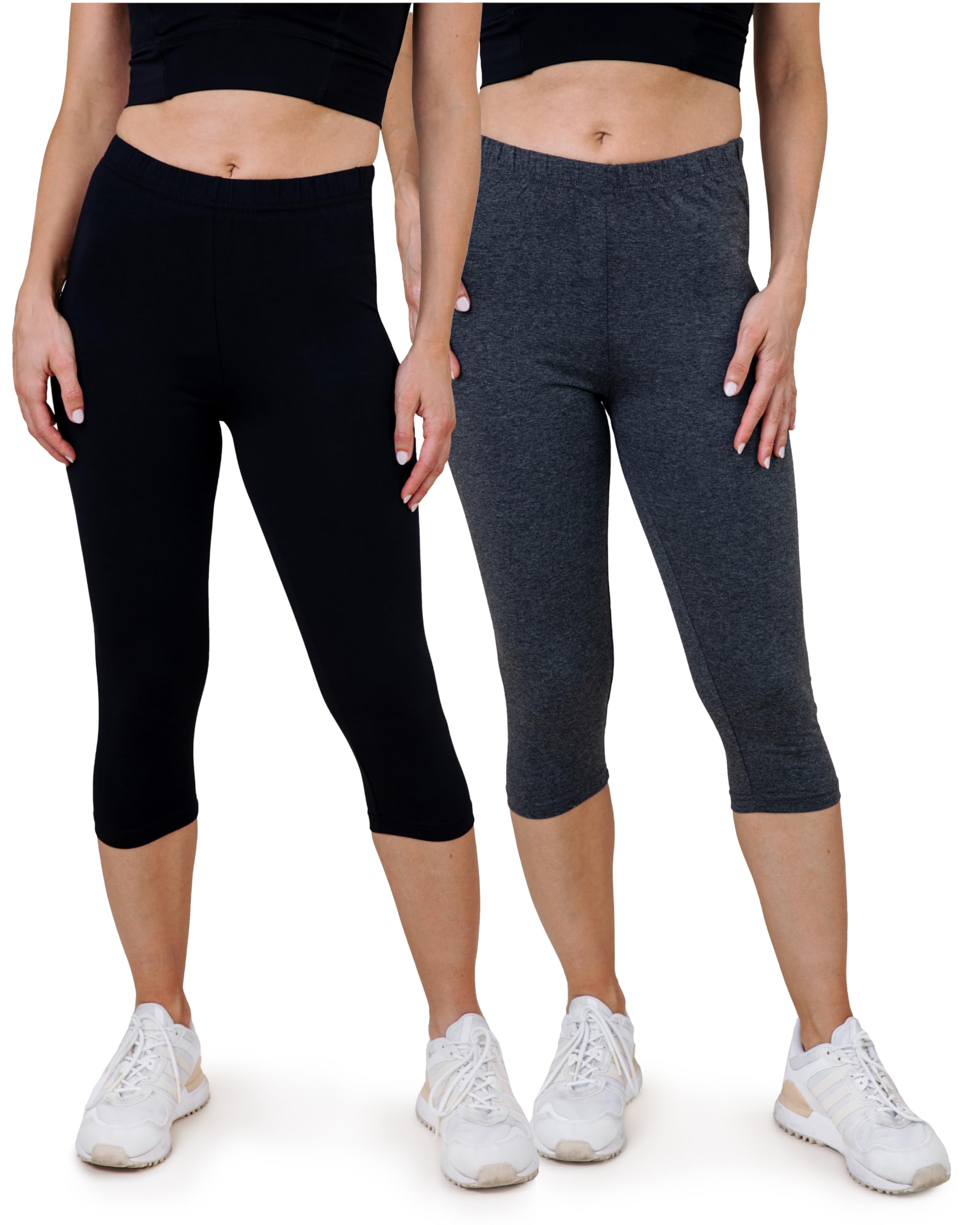 SES Women's 3/4 Length Capri Leggings, Pack of 2